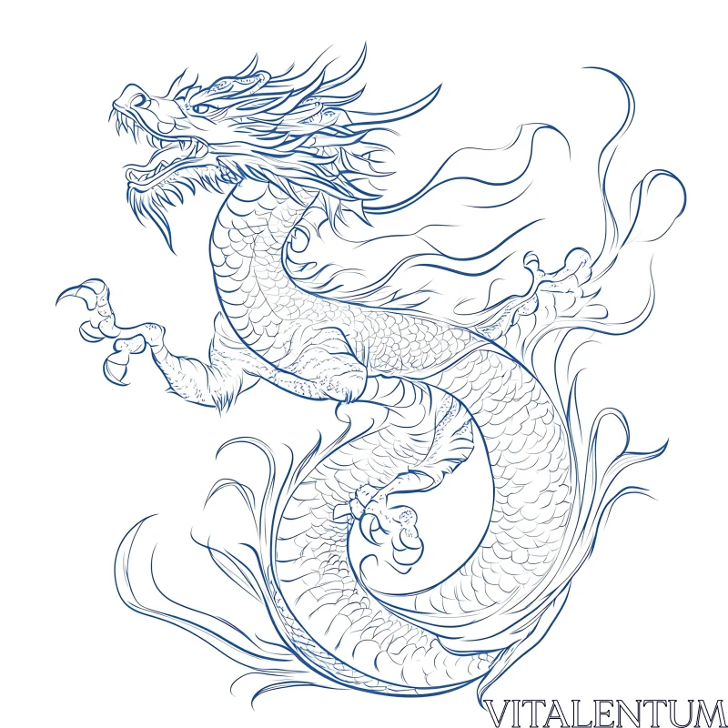 AI ART Dragon Sketch on White Background