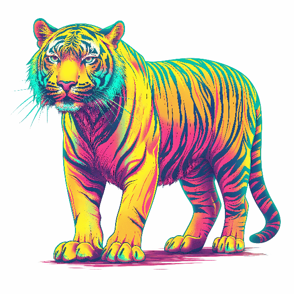 Vibrant Tiger Illustration for Apparel POD Design