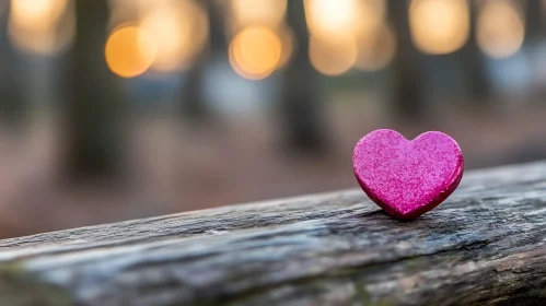 Pink Heart on Wooden Surface