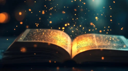 Mystical Book with Floating Lights