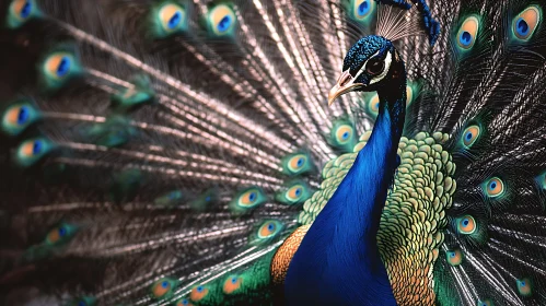 Peacock's Colorful Feather Display