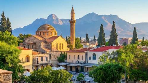 Mosque and Mountain View