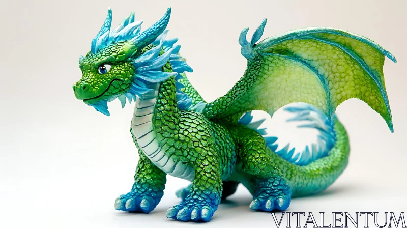 AI ART Green and Blue Dragon Statue