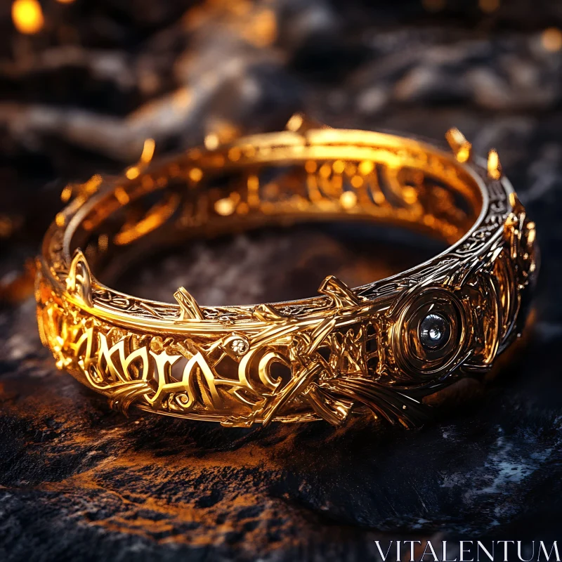 Intricate Gold Ring Close-Up AI Image