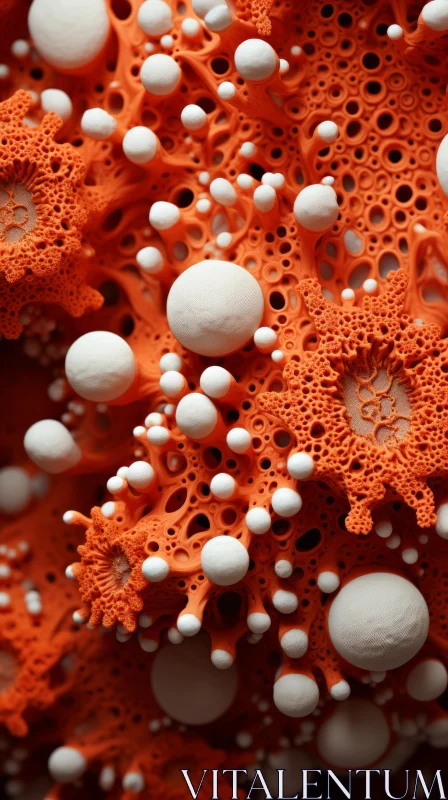 Abstract 3D Artwork of White and Orange Bubbles AI Image