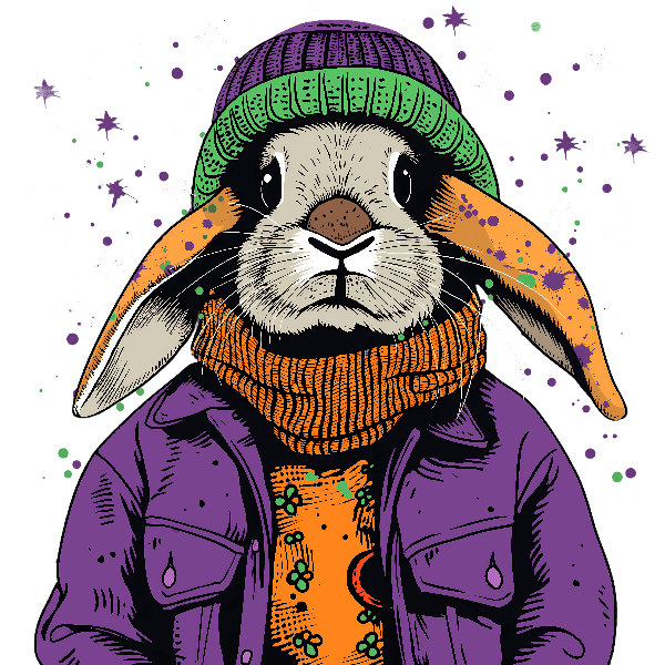 Fashionable Rabbit T-Shirt Art POD Design