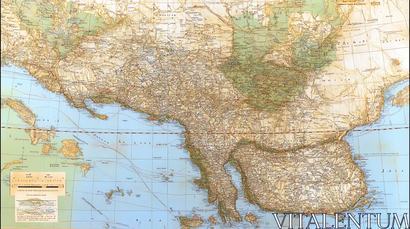 Vintage World Map Art Print AI Image