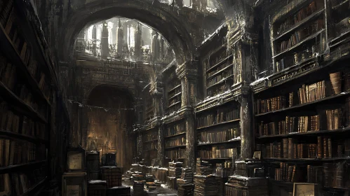 Vintage Library with Books