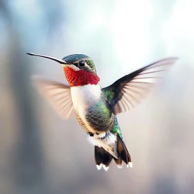 Ruby-Throated Hummingbird Hovering