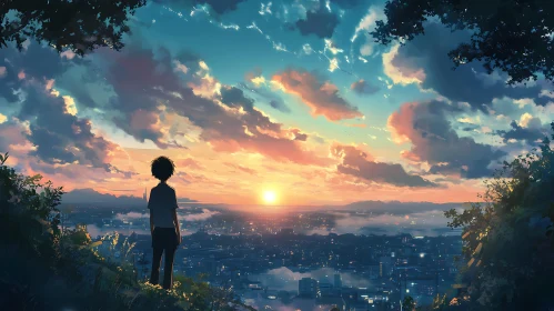 Sunset Silhouette City View