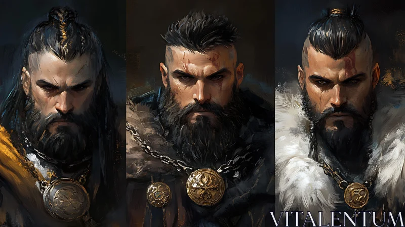 AI ART Bearded Men Triptych