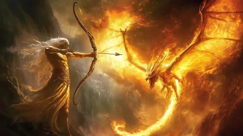 Epic Archer Confronts Fiery Dragon