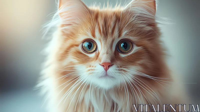 Fluffy Ginger Feline with Expressive Eyes AI Image