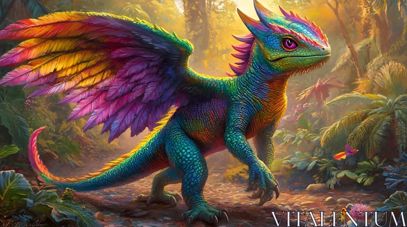 AI ART Chromatic Dragon Forest Guardian