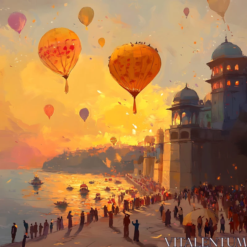 Sunset Balloons AI Image