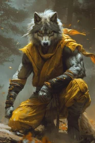 Mystical Wolf Warrior Portrait