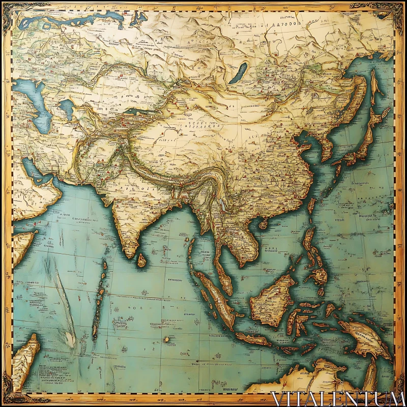 AI ART Antique Asia Map - Old World Cartography