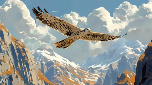Majestic Eagle Above Snowy Mountains