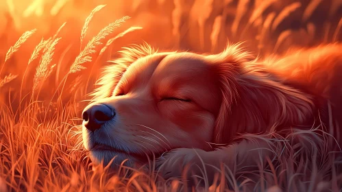 Peaceful Dog in Golden Light