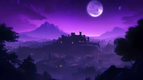 Purple Night Castle View