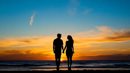 Silhouette of Couple at Sunset