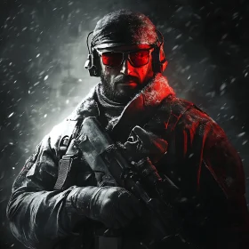 Man in Tactical Gear in the Snow