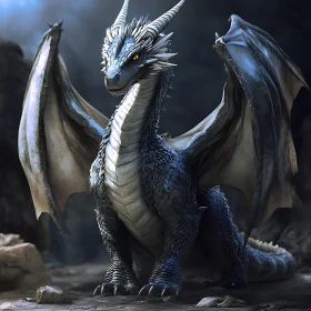 Icy Scale Dragon on Rocky Ground