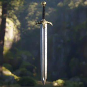 Medieval Sword with Golden Hilt