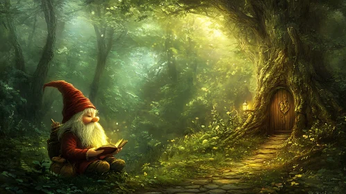 Gnome's Literary Moment in the Woods