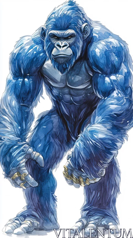 Fantasy Blue Gorilla AI Image