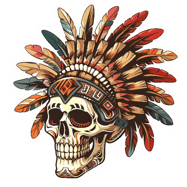 Skull and Feather Headdress Art POD Design