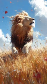 Regal Lion in the Savannah