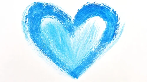 Painted Blue Heart on White