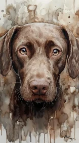 Brown Dog in Watercolor