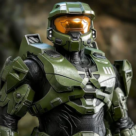 Green Armored Warrior with Golden Visor