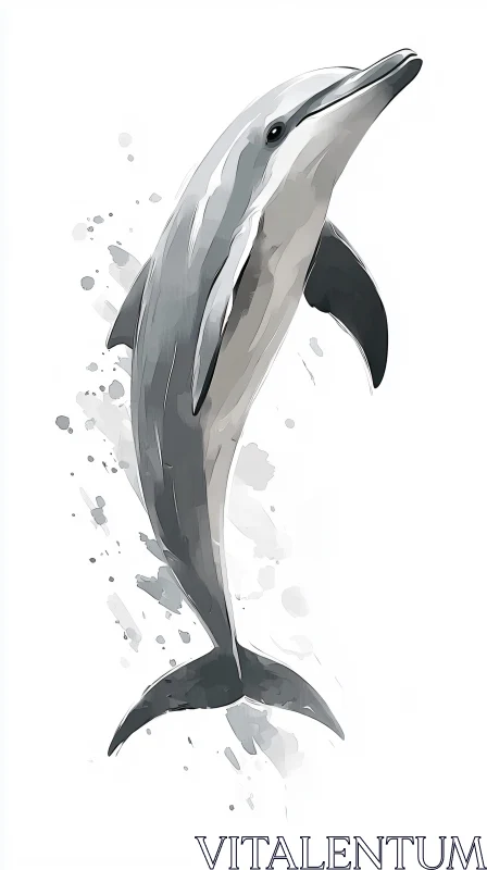 Dolphin in Watercolor Art AI Image