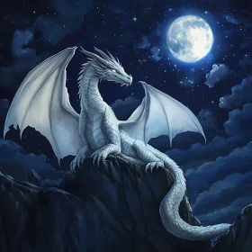 Dragon on a Cliff at Night