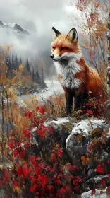 Fox Amidst Autumn Mountains