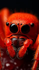 Detailed Close-Up of Red Spider against Dark Background