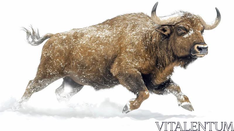 Bison in Winter AI Image