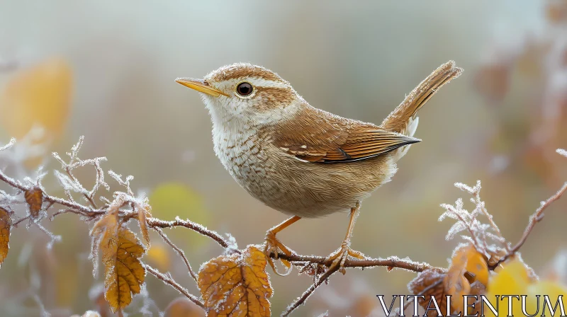 Frosty Autumn Bird AI Image