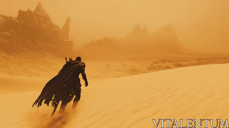 Desert Warrior's Journey AI Image