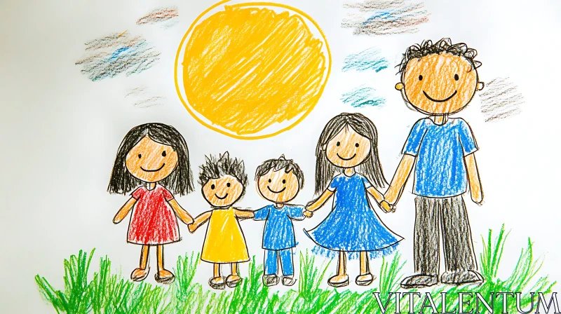 Whimsical Family Portrait in Crayon AI Image