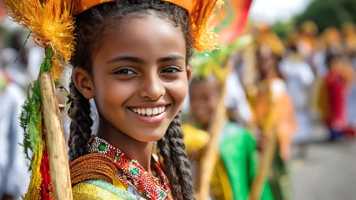 Girl in Traditional Dress Smiling