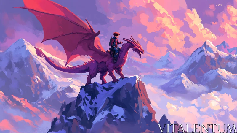 AI ART Boy and Dragon Above the Clouds