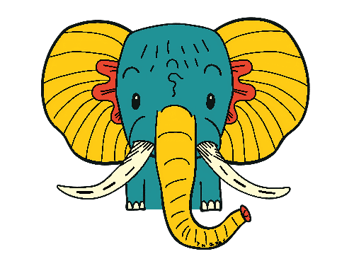 Friendly Blue Cartoon Elephant with Transparent Background POD Design