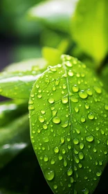 Green Leaf with Water Droplets: An Emblem of Environmental Awareness