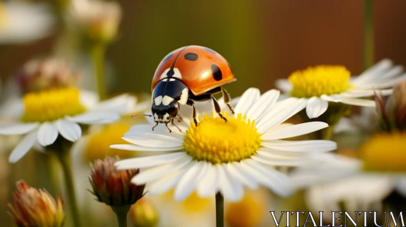 Ladybug on Daisies: A Detailed Look into Wildlife AI Image