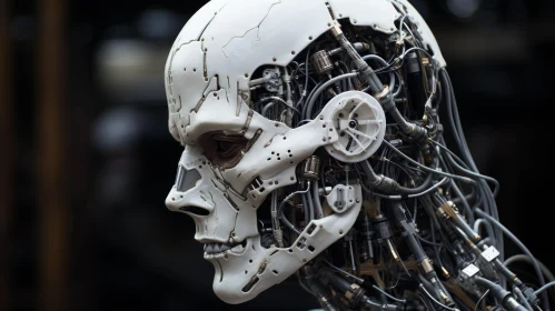 Robot Skull with Wires: Photorealistic Auto Body Works