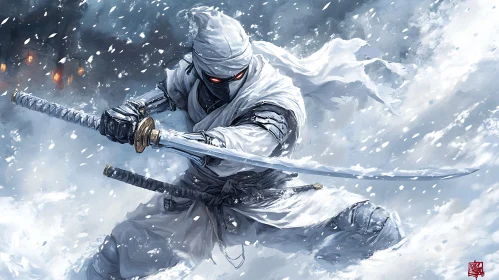 Snow Ninja with Dual Katana Blades